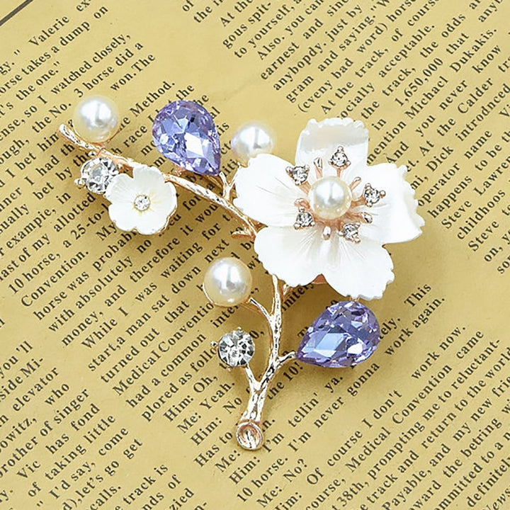 Faux Pearls Seashells Wedding Brooch Gift Elegant Plum Blossom Rhinestone Lapel Pin Costume Accessories Image 9