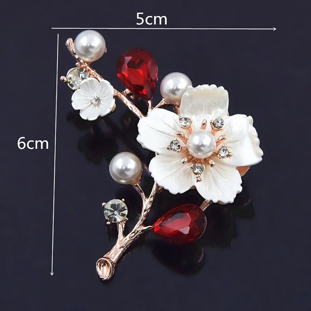 Faux Pearls Seashells Wedding Brooch Gift Elegant Plum Blossom Rhinestone Lapel Pin Costume Accessories Image 10