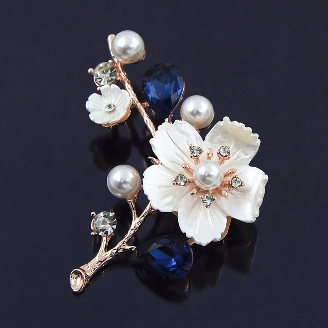 Faux Pearls Seashells Wedding Brooch Gift Elegant Plum Blossom Rhinestone Lapel Pin Costume Accessories Image 11