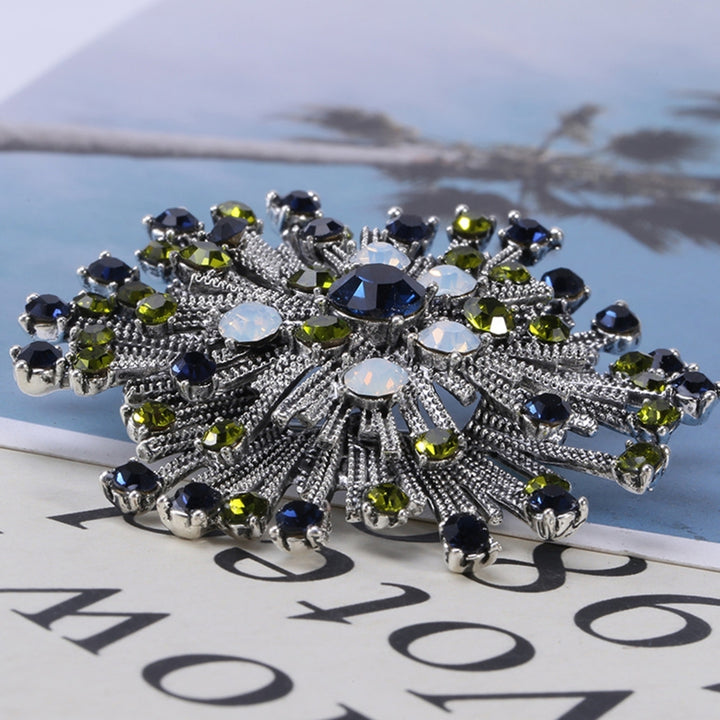 Fashionable Rhinestone Decor Retro Brooch Snowflake Shape Electroplated Long Lasting Party Jewelry Brooch Clothes Decor Image 12