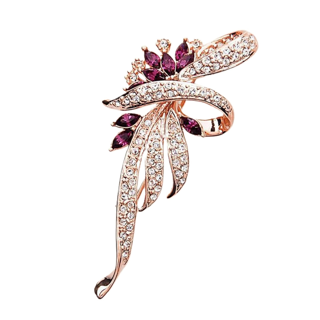 Shining Rhinestone Bauhinia Women Brooch Electroplated Elegant Party Jewelry Brooch Clothes Decor Image 3