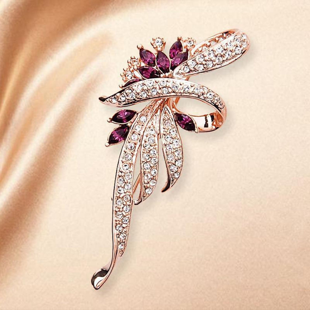 Shining Rhinestone Bauhinia Women Brooch Electroplated Elegant Party Jewelry Brooch Clothes Decor Image 7