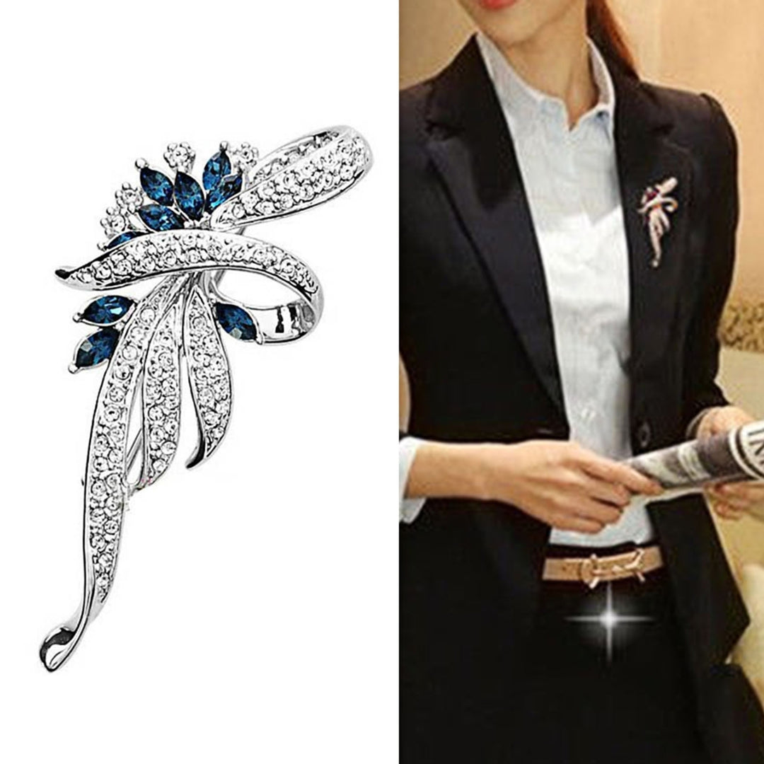 Shining Rhinestone Bauhinia Women Brooch Electroplated Elegant Party Jewelry Brooch Clothes Decor Image 9