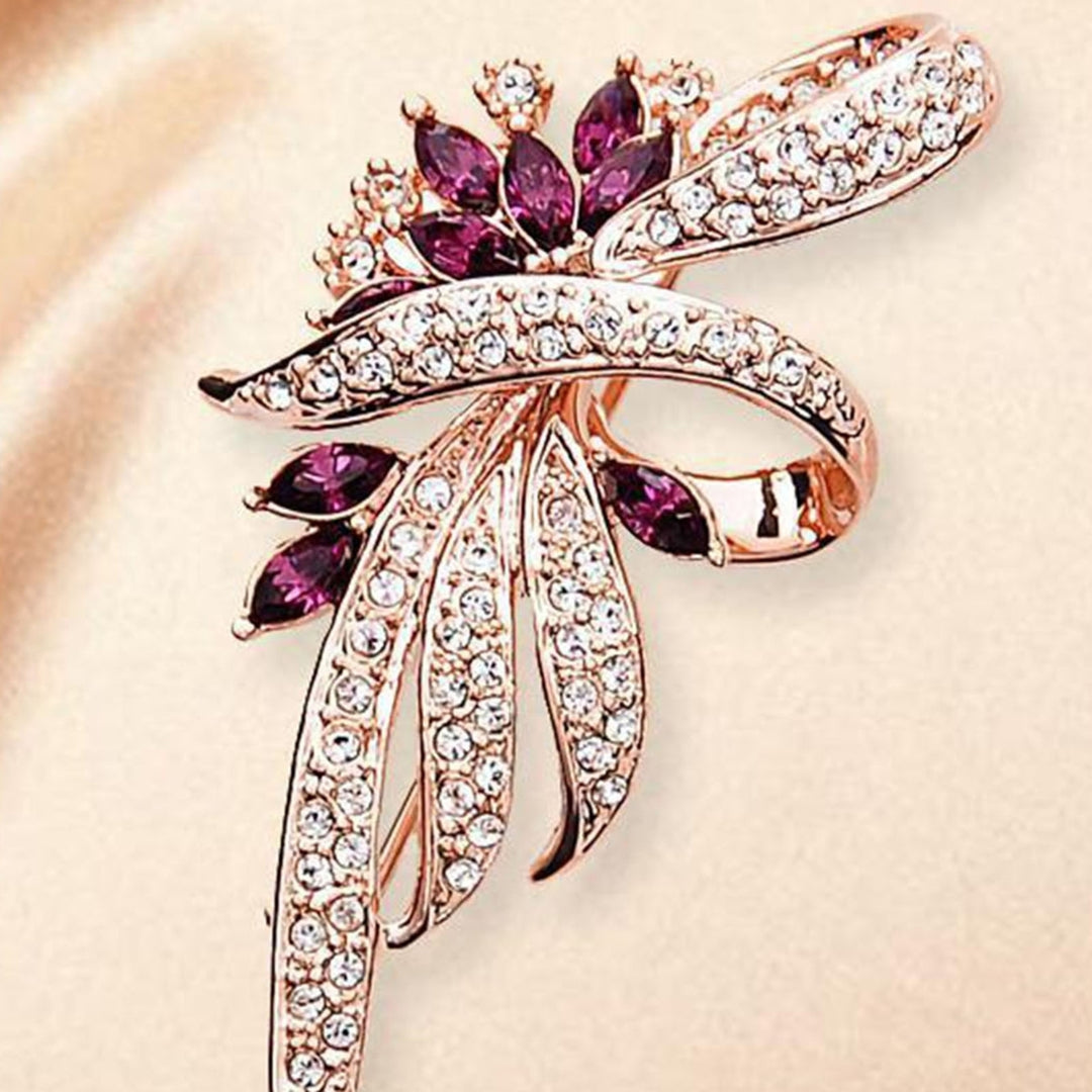 Shining Rhinestone Bauhinia Women Brooch Electroplated Elegant Party Jewelry Brooch Clothes Decor Image 12