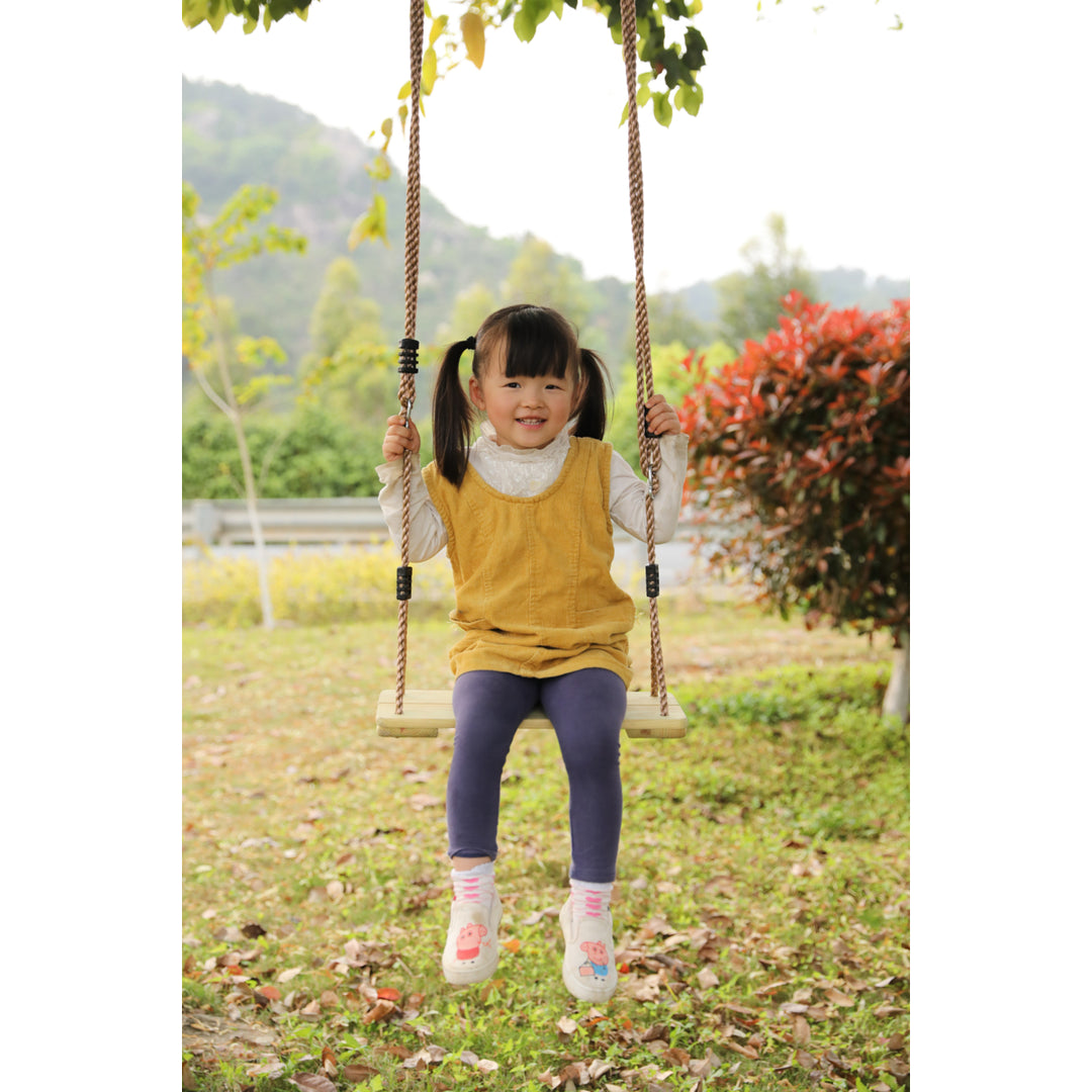 Wooden Tree Swing Set with Ropes Climbing Ladder Swing Seat for Kids and Adults Image 2