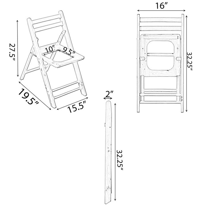 Wooden Portable Folding Toilet Seat with Backrest for Camping Hiking 15.5x19.5 inch Image 7