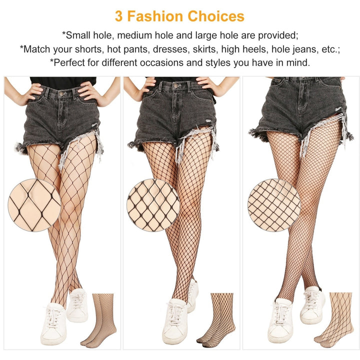 Women Fishnet Tights Sexy High Waist Fishnet Pantyhose Stretchy Mesh Hollow Out Tights Stockings Image 2