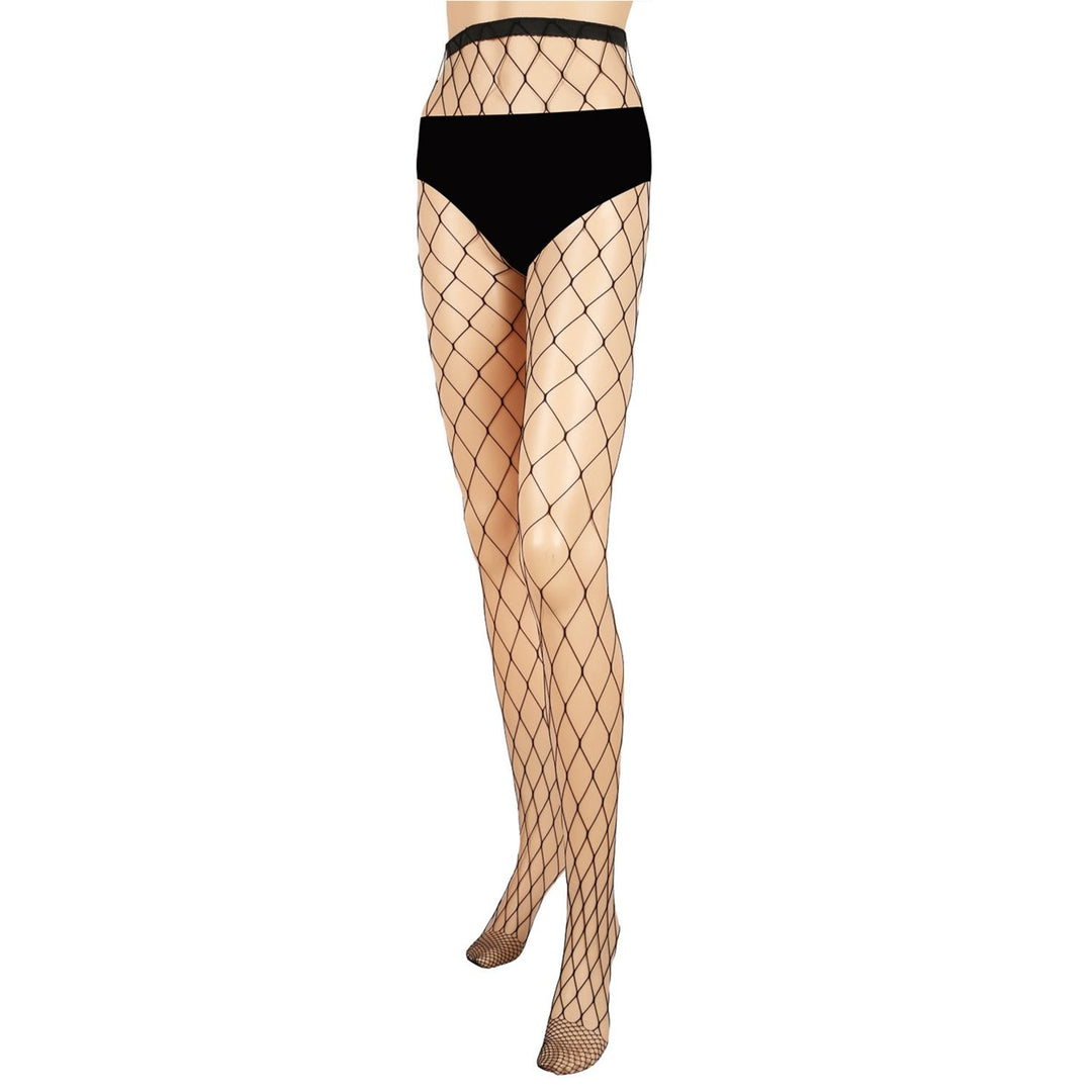 Women Fishnet Tights High Waist Stretchy Mesh Stockings Black Size S M L Image 1