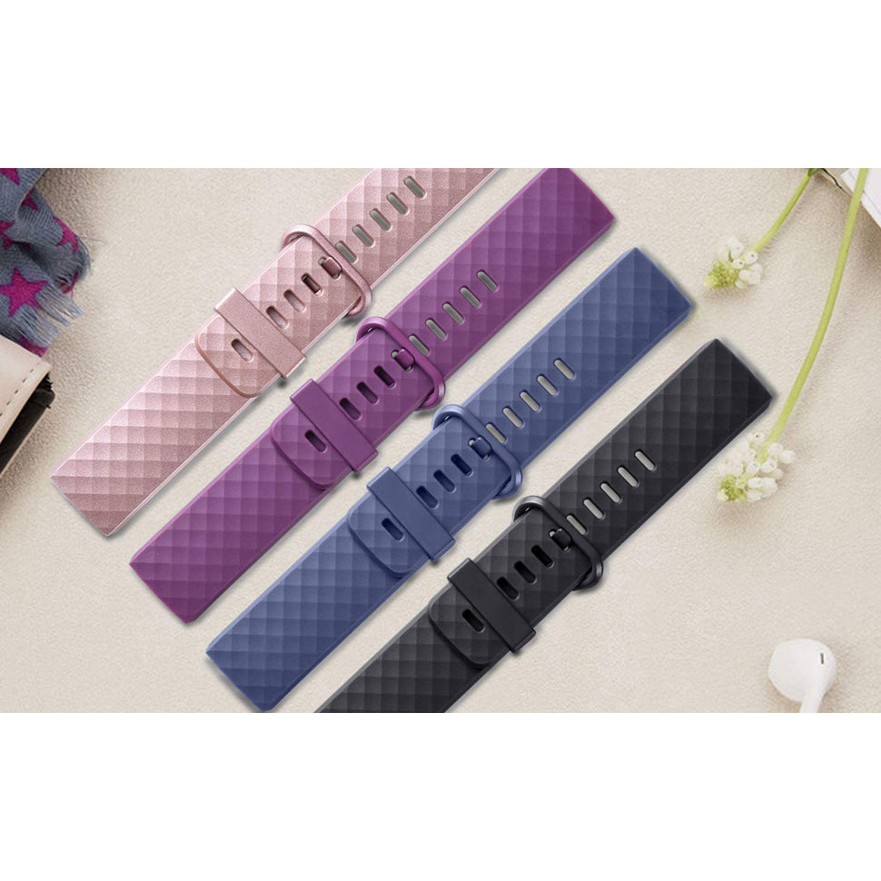 Soft TPU Silicone Replacement Sport Band Fitness Strap Compatible for Fitbit Charge 3 and Charge 4 Women Men Large (4 Image 3