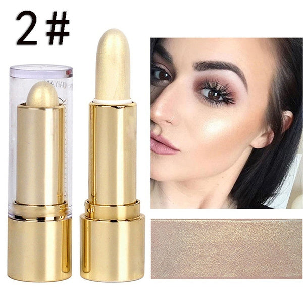 3 Colors Brighten Highlighter Bar Cosmetic Face Contour Bronzer Shimmer Highlighter Stick Gold Glow Kit Concealer Cream Image 4