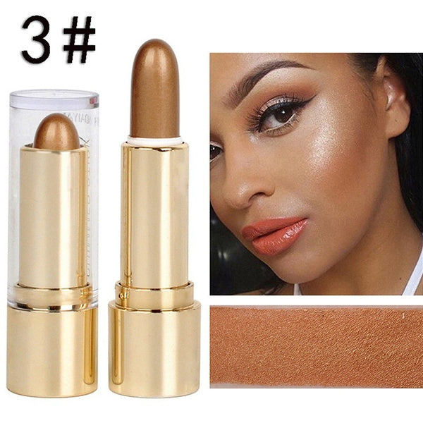 3 Colors Brighten Highlighter Bar Cosmetic Face Contour Bronzer Shimmer Highlighter Stick Gold Glow Kit Concealer Cream Image 4