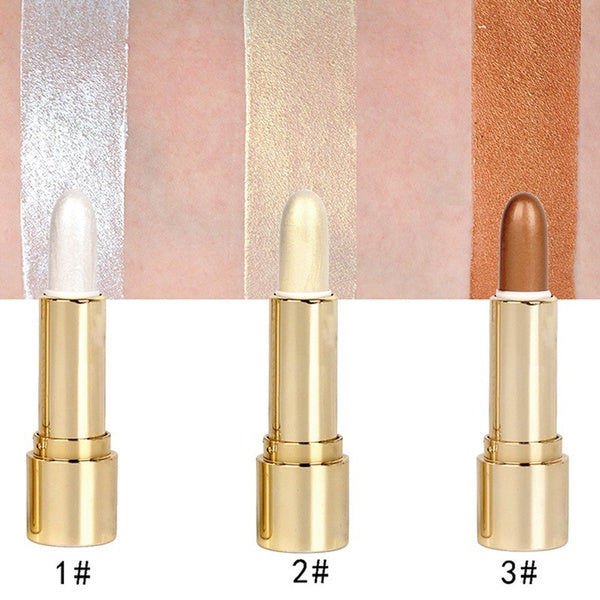 3 Colors Brighten Highlighter Bar Cosmetic Face Contour Bronzer Shimmer Highlighter Stick Gold Glow Kit Concealer Cream Image 6