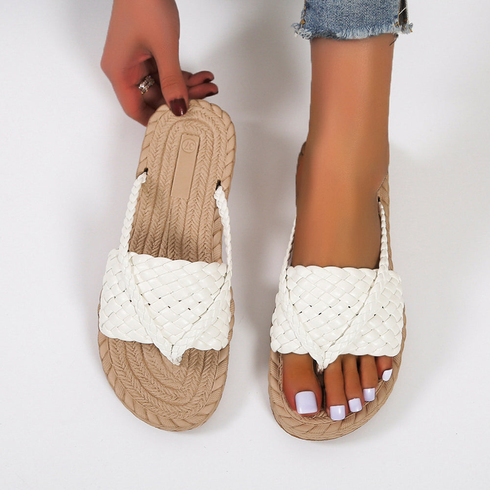 Ladies Woven Tendon Sole Slippers Wear Simple Beach Sandals Image 2