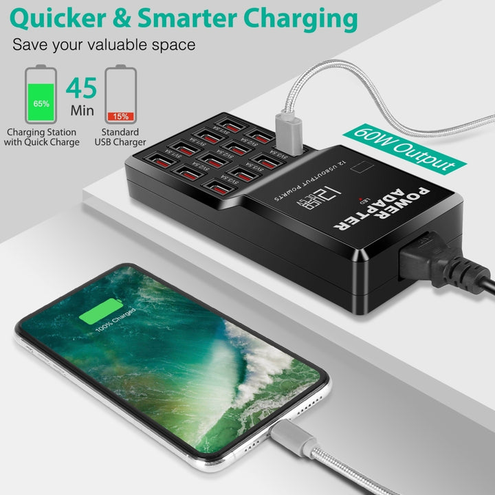 Multi 12 Port USB Charging Station Hub 60W Desktop USB Hub Multiple USB Charger Fast Charge For iPod iPhone Image 4