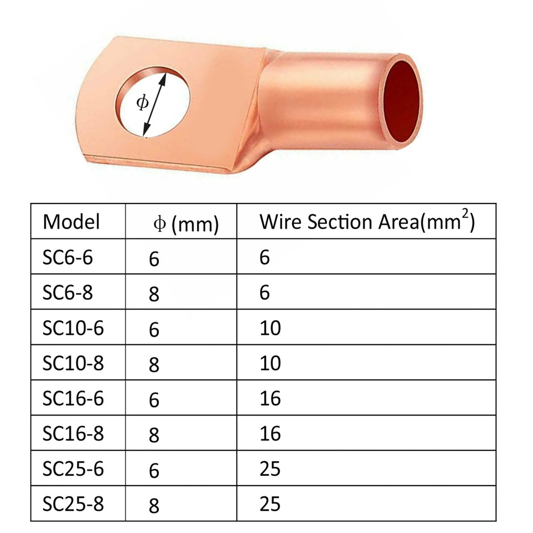 60Pcs Battery Bare Copper Ring Lug Terminals SC Battery Welding Connector Set Wire Gauge SC6-25 Kit Image 3