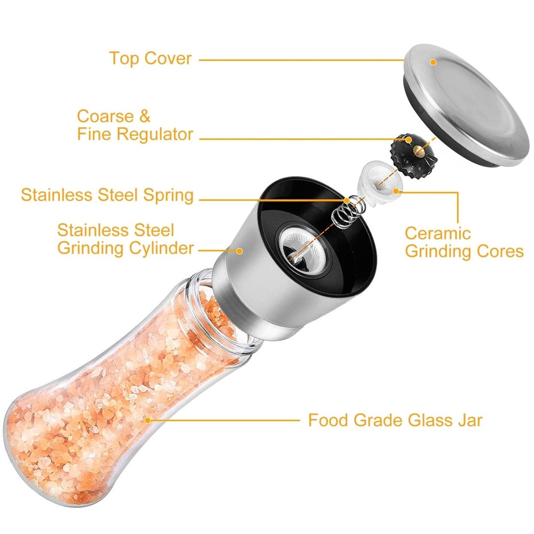 Stainless Steel Salt Pepper Grinder Tall Glass Adjustable Coarseness 304 Stainless Image 4