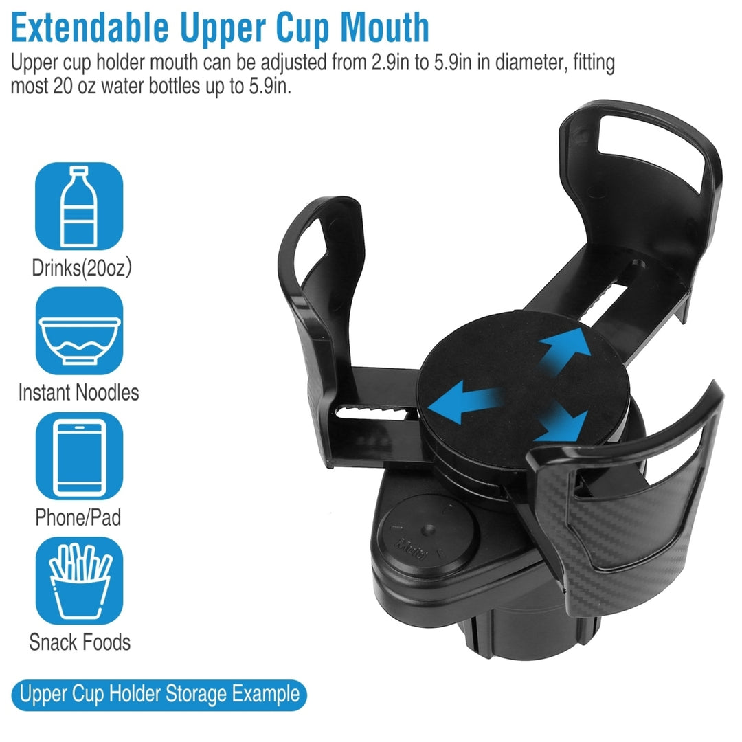 2 In 1 Car Cup Holder Extender Adapter Dual Cup Mount Organizer Holder For Most 20 oz Up To 5.9" Coffee Drinking Bottles Image 3