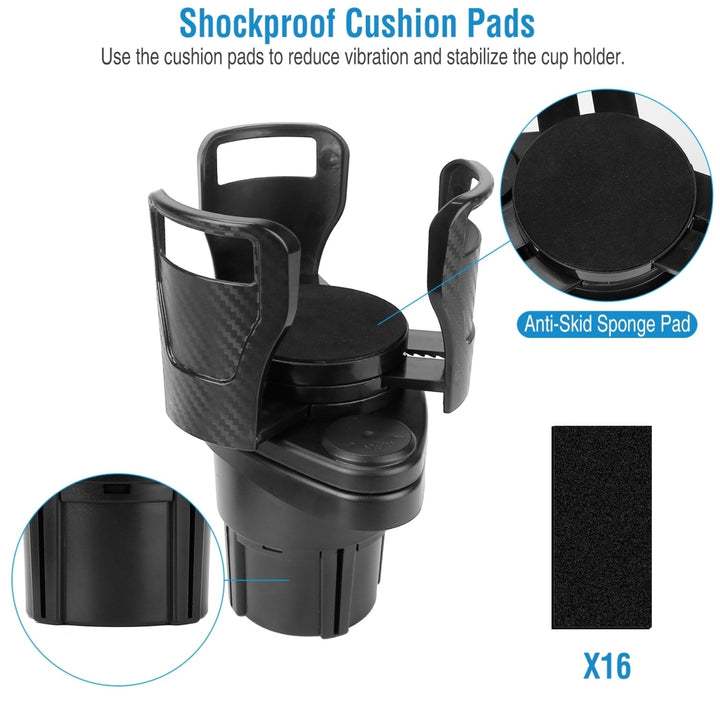 2 In 1 Car Cup Holder Extender Adapter Dual Cup Mount Organizer Holder For Most 20 oz Up To 5.9" Coffee Drinking Bottles Image 4