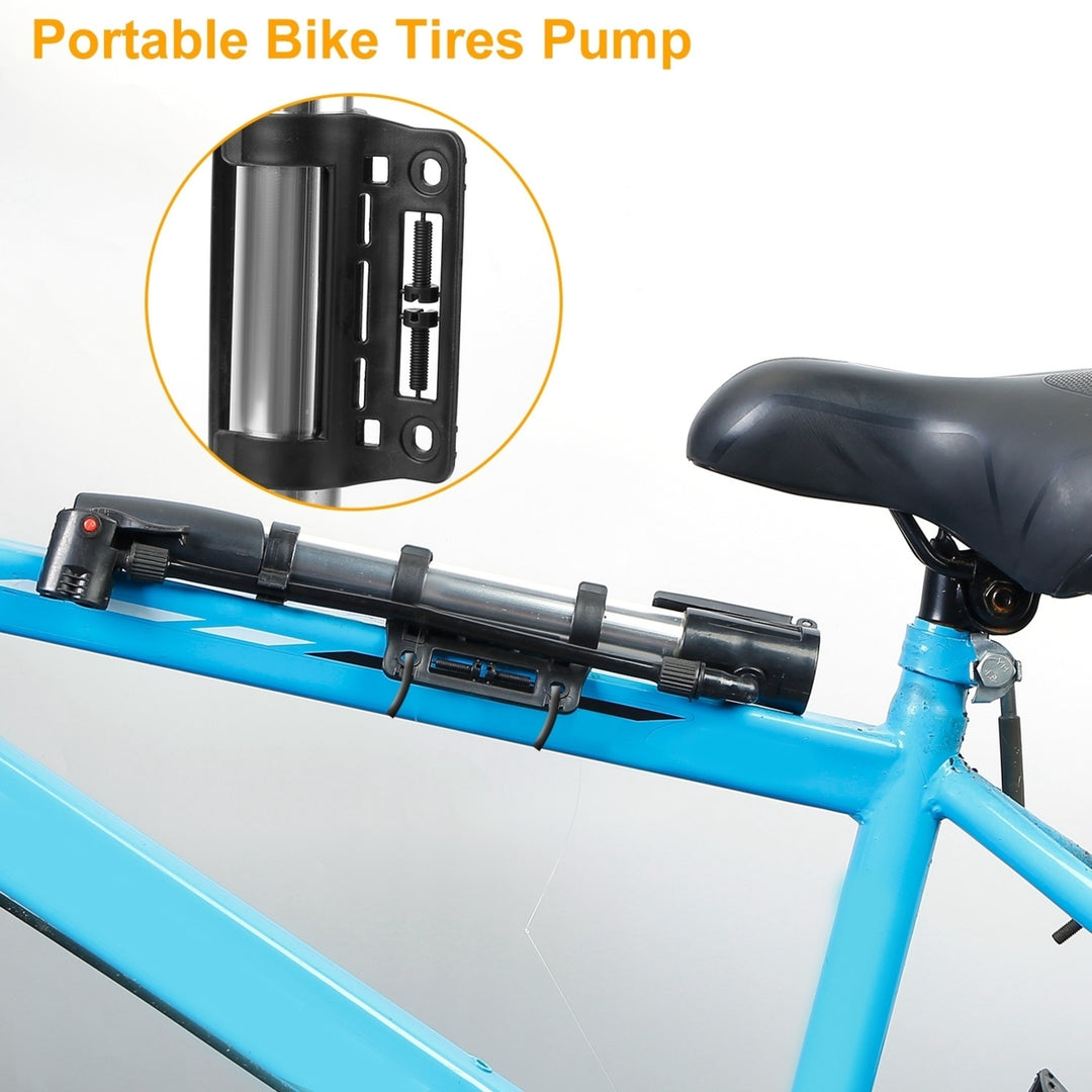 Mini Bike Pump Portable Bicycle Tire Inflator Aluminum Alloy Frame Mount Black Image 4