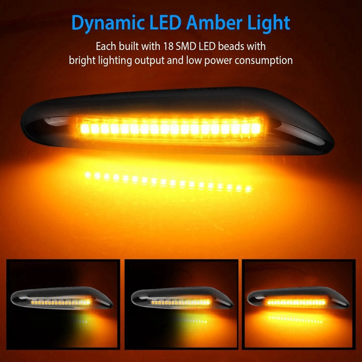 BMW Dynamic Amber LED Side Marker Turn Signal Light E60 E70 E90 E92 E46 2Pcs Image 2