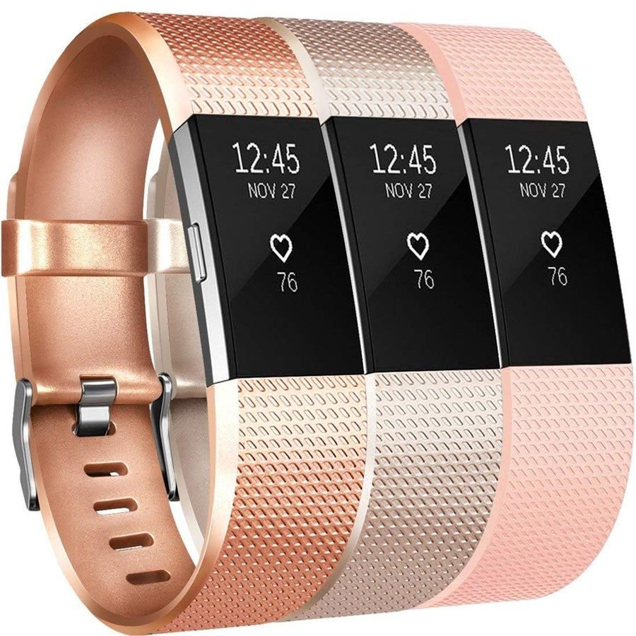 3 Pks Small Replacement Bracelet StrapsWristbands Band Compatible for Fitbit Charge 2 for Women Men Boys Girls- Image 1