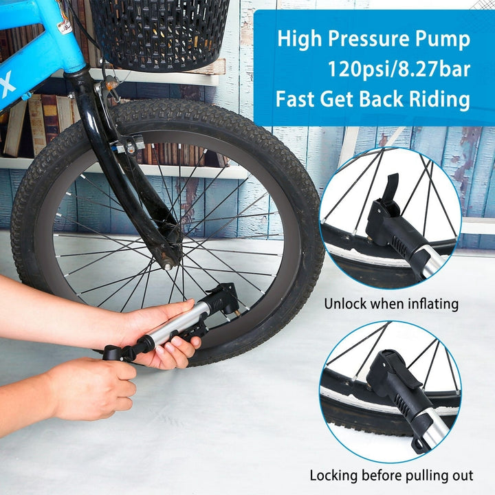 Mini Bike Pump Portable Tire Inflator Aluminum Alloy 120PSI Presta Schrader Image 4