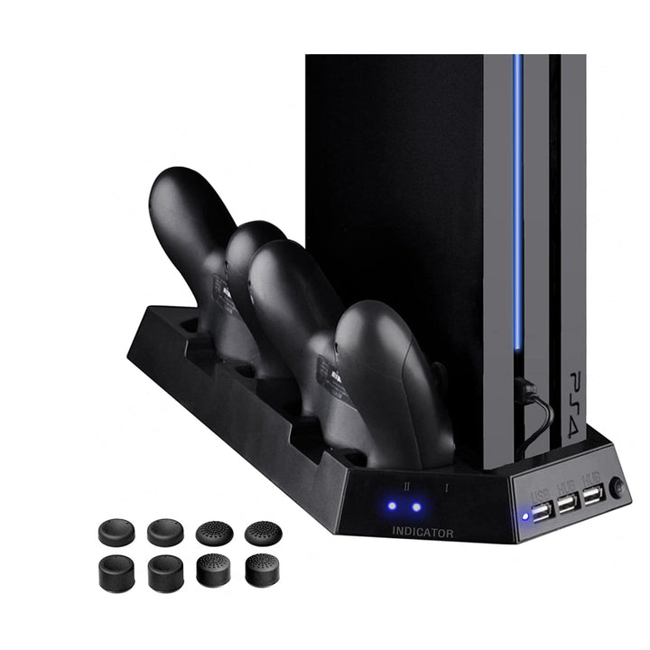 navor Multifunctional Vertical Dual Cooling Stand Charging Station Compatible with PS4 PS4 Slim,PS4 Pro 3 Extra USB Port Image 2