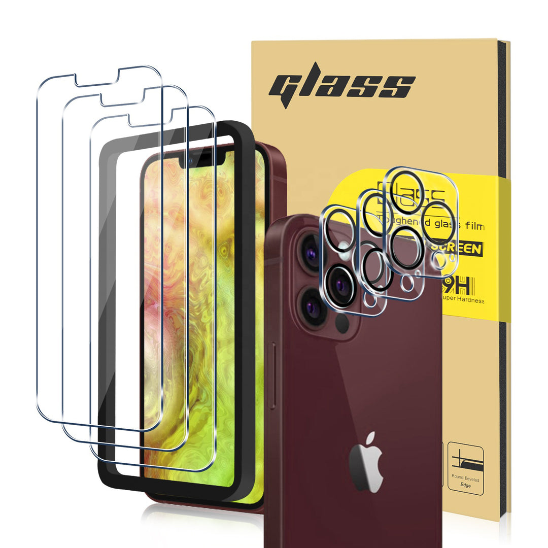 (3+3 PACK) 3 Pack Screen Protector and 3 Pack Camera Lens Protector Tempered Glass Image 1