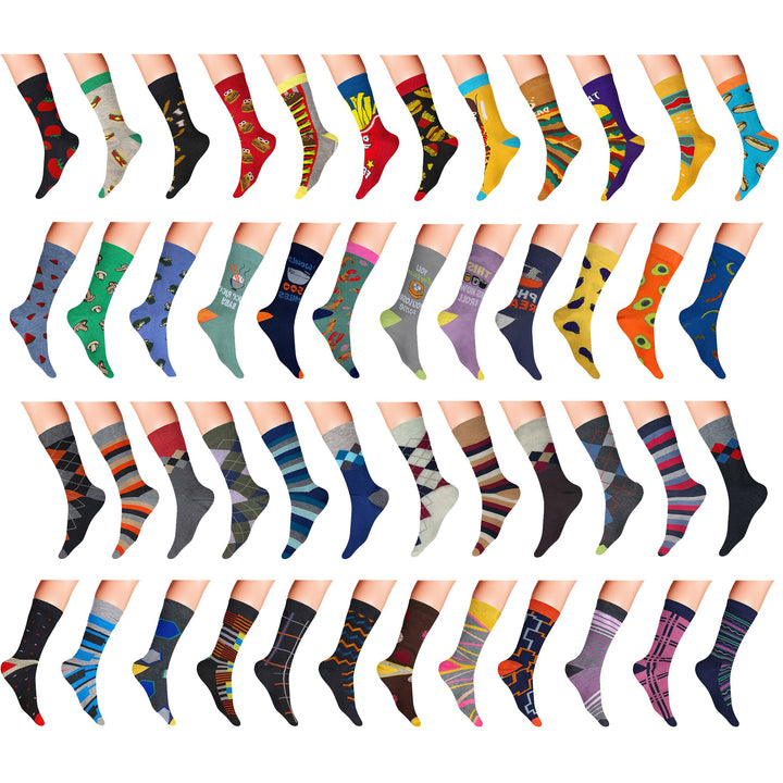 Mens James Fiallo Funky Dress Socks 12 Pairs Moisture Wicking Comfort Size 10-13 Image 1