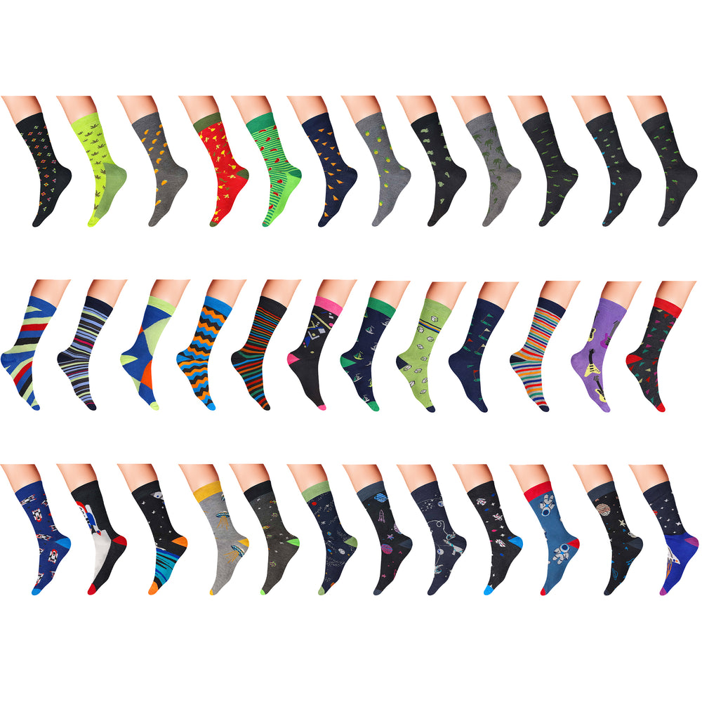 12-Pairs: Mens James Fiallo Premium Quality Funky Dress Socks Image 2