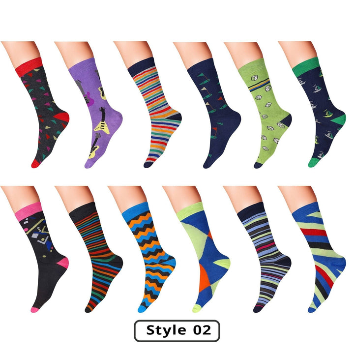 12-Pairs: Mens James Fiallo Premium Quality Funky Dress Socks Image 6