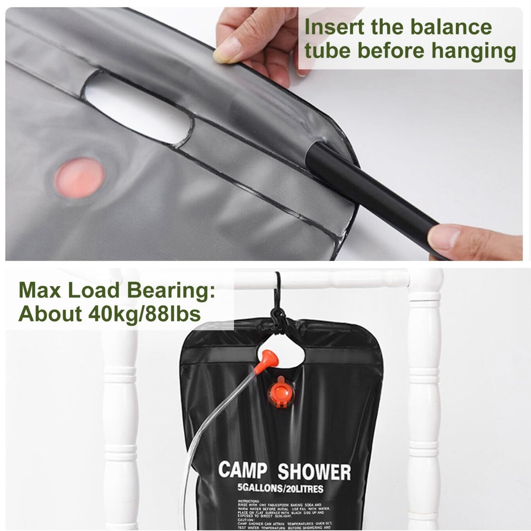 Portable Solar Shower Bag 5 Gallon Black PVC Camping Water Heater with Shower Head Image 3