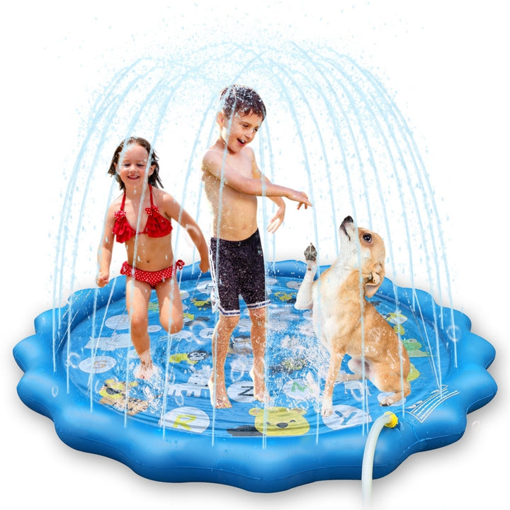 Sprinkler Splash Pad For Kids 68IN Inflatable Blow Up Pool Sprinkle Play Mat Summer Outdoor Water Toys Image 1