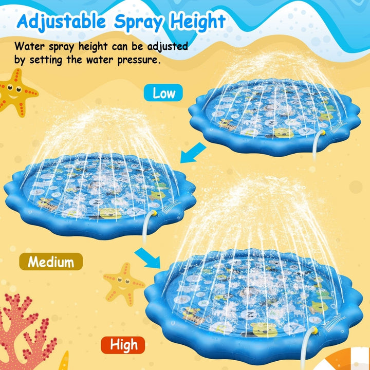 Sprinkler Splash Pad For Kids 68IN Inflatable Blow Up Pool Sprinkle Play Mat Summer Outdoor Water Toys Image 2