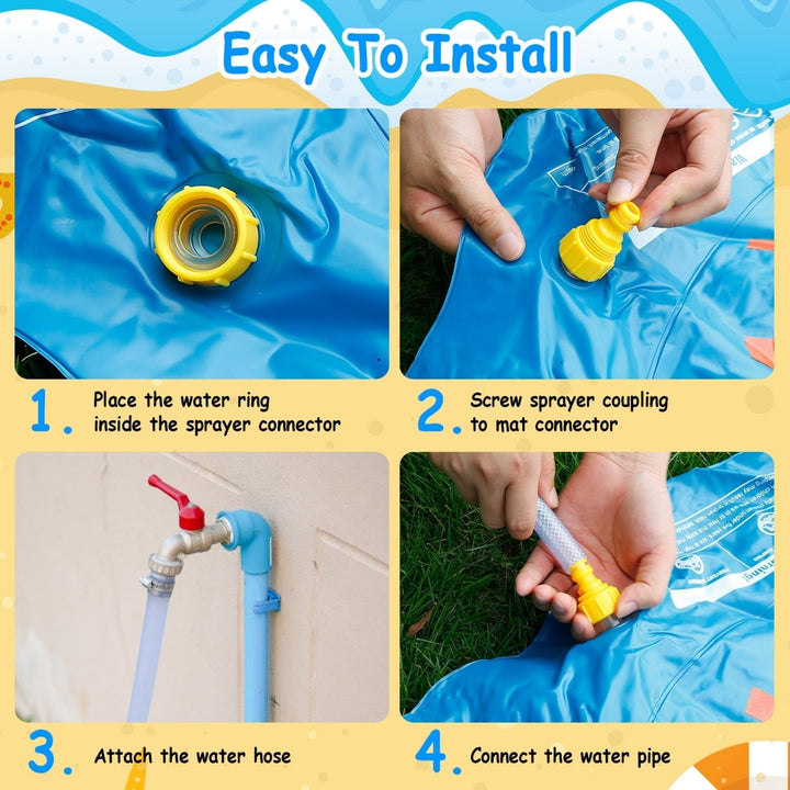 Sprinkler Splash Pad For Kids 68IN Inflatable Blow Up Pool Sprinkle Play Mat Summer Outdoor Water Toys Image 3
