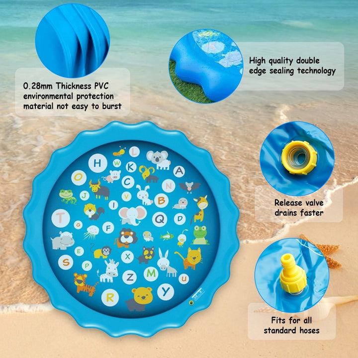 Sprinkler Splash Pad For Kids 68IN Inflatable Blow Up Pool Sprinkle Play Mat Summer Outdoor Water Toys Image 4
