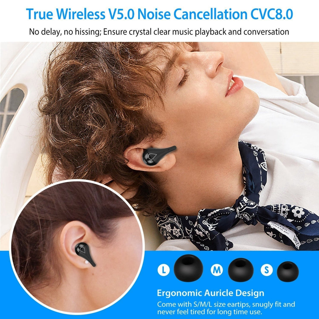 True Wireless V5.0 Earbuds IPX7 Waterproof Touch Control In-Ear Stereo Headsets TWS Noise Canceling Earbuds with Display Image 3