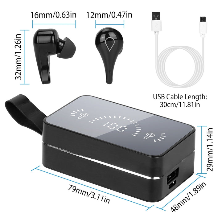 True Wireless V5.0 Earbuds IPX7 Waterproof Touch Control In-Ear Stereo Headsets TWS Noise Canceling Earbuds with Display Image 6