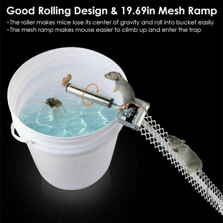 Reusable Silver Mouse Rat Killer Trap 19.69in Ramp Rolling Design Easy Clean Image 2