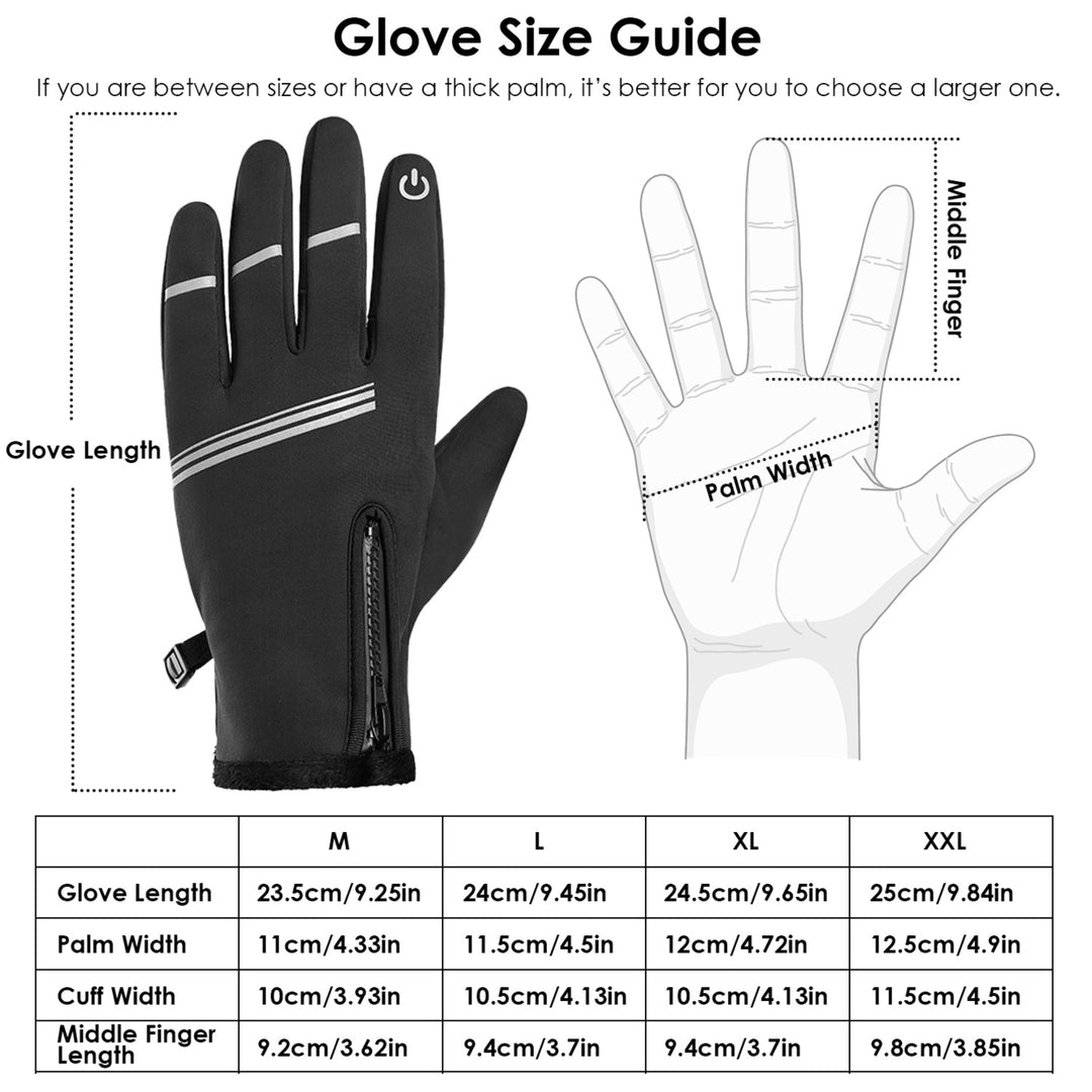 Winter Gloves L Size Touchscreen Thermal Fleece Lined Windproof Black Image 6