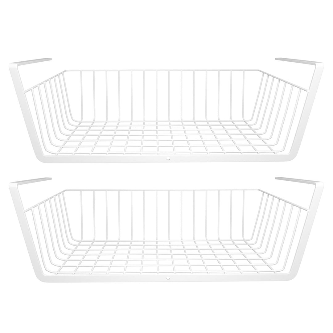 2Pcs Hanging Under Shelf Storage Basket Vertical Wire Storage Rack Kitchen Cabinet Organizer For Food Storage Dish Towel Image 1