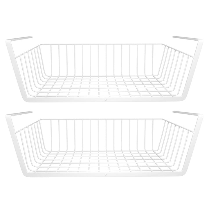 2Pcs Hanging Under Shelf Storage Basket Vertical Wire Storage Rack Kitchen Cabinet Organizer For Food Storage Dish Towel Image 1