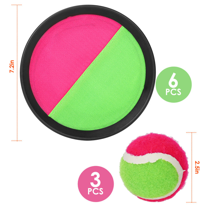 3 Sets Toss Catch Ball Game Paddles 6 Paddles 3 Balls Outdoor Beach Fun Image 4