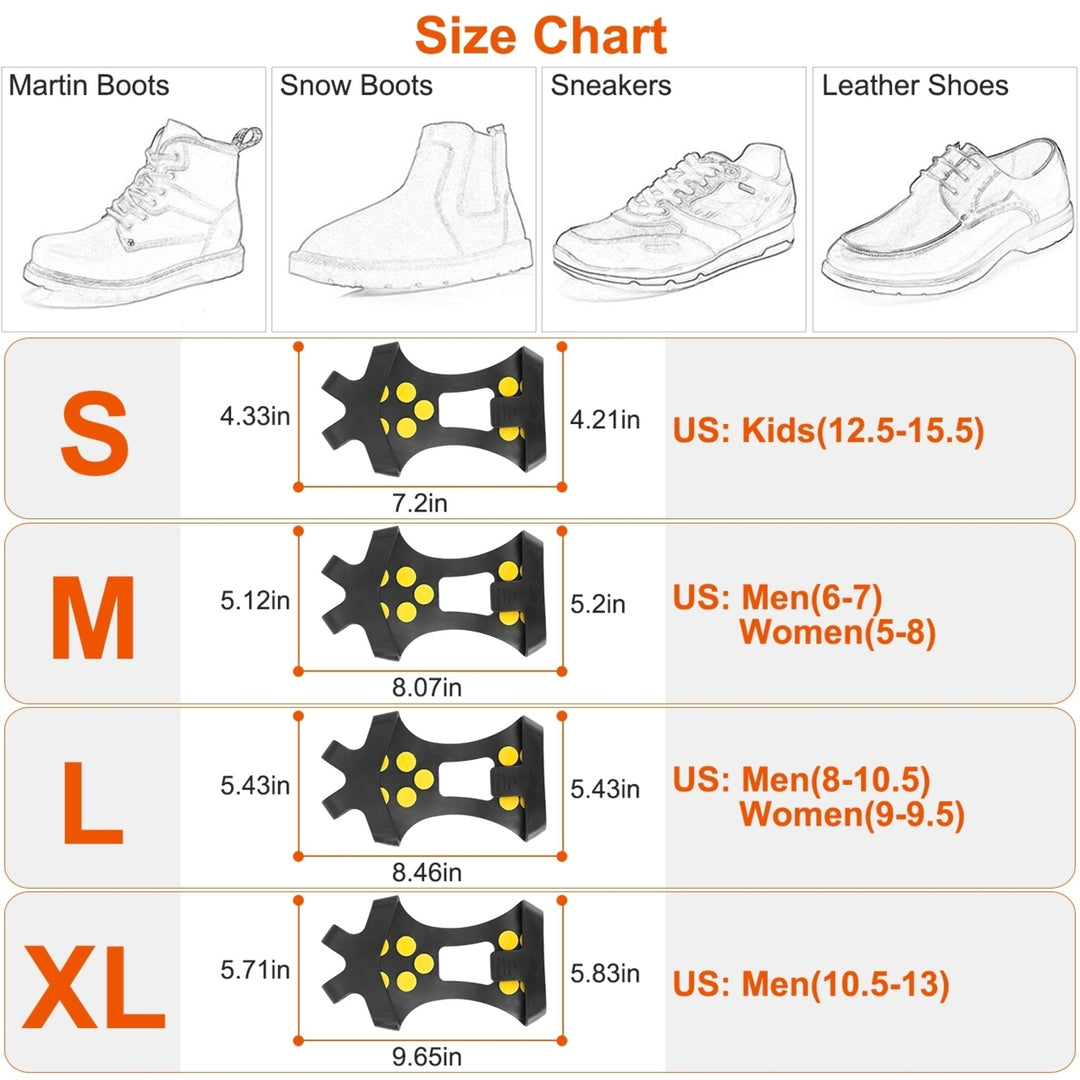 Ice Snow Grips Anti Slip Over Shoe Spikes Boot Traction Cleat Portable Ice Grippers Footwear with 10 Steel Studs S Size Image 6