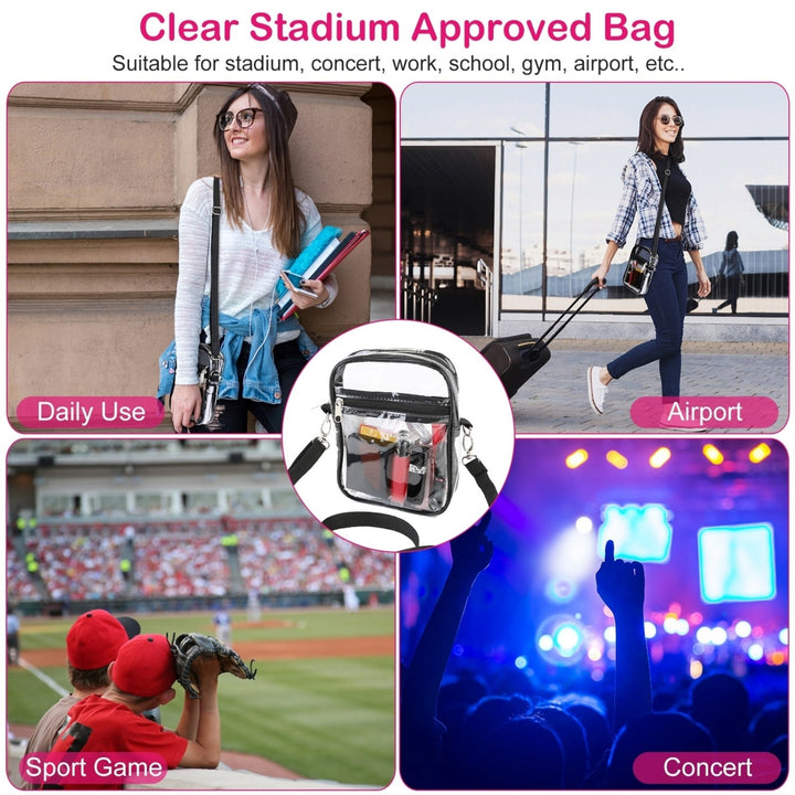 Clear Crossbody Bag Stadium Approved Clear Purse Transparent Small Shoulder Bag See Through Zip Pouch Tote Bag Handbag Image 2