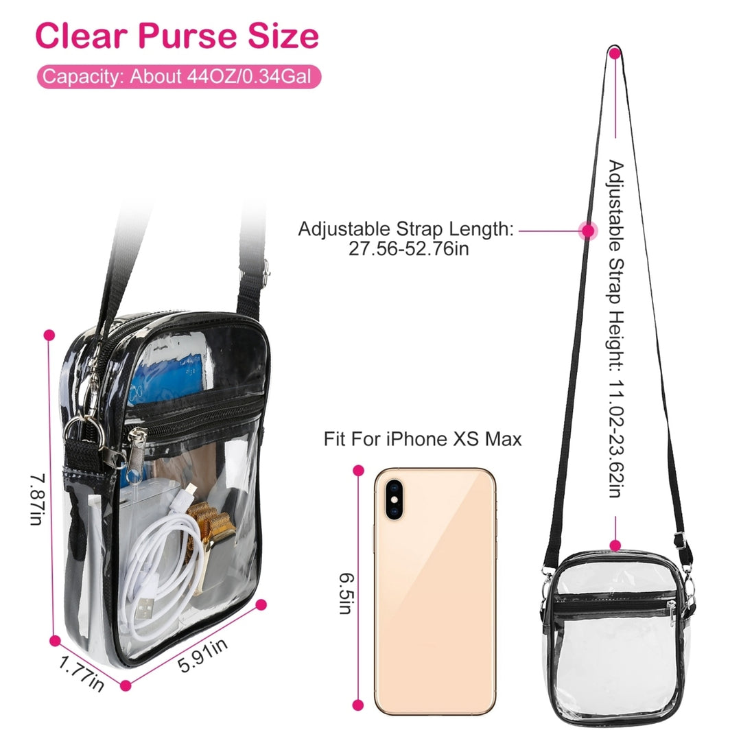 Clear Crossbody Bag Waterproof Stadium Approved Small Black Tote Zip Pouch 44OZ Image 4