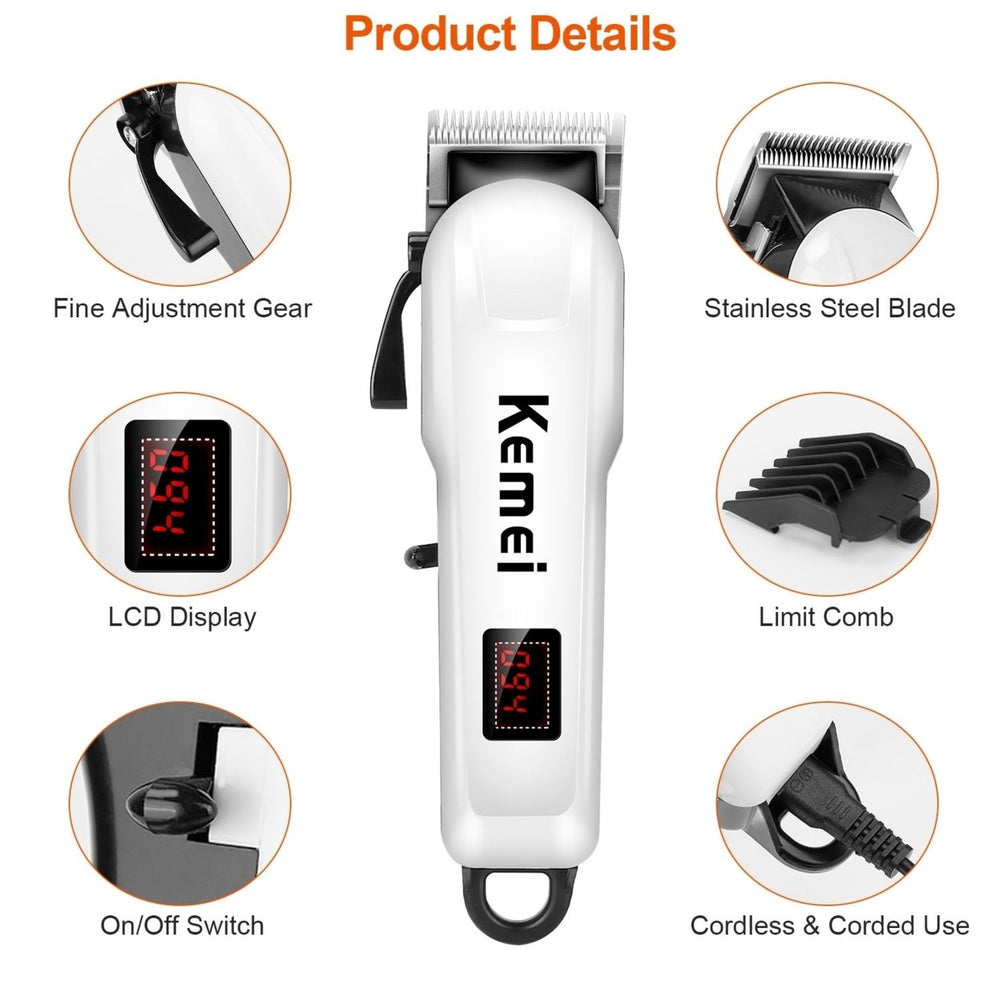 Rechargeable Hair Clipper Cordless Clipper Hair Trimmer Shaver Barber Clipper Hair Cutting Machine Image 2