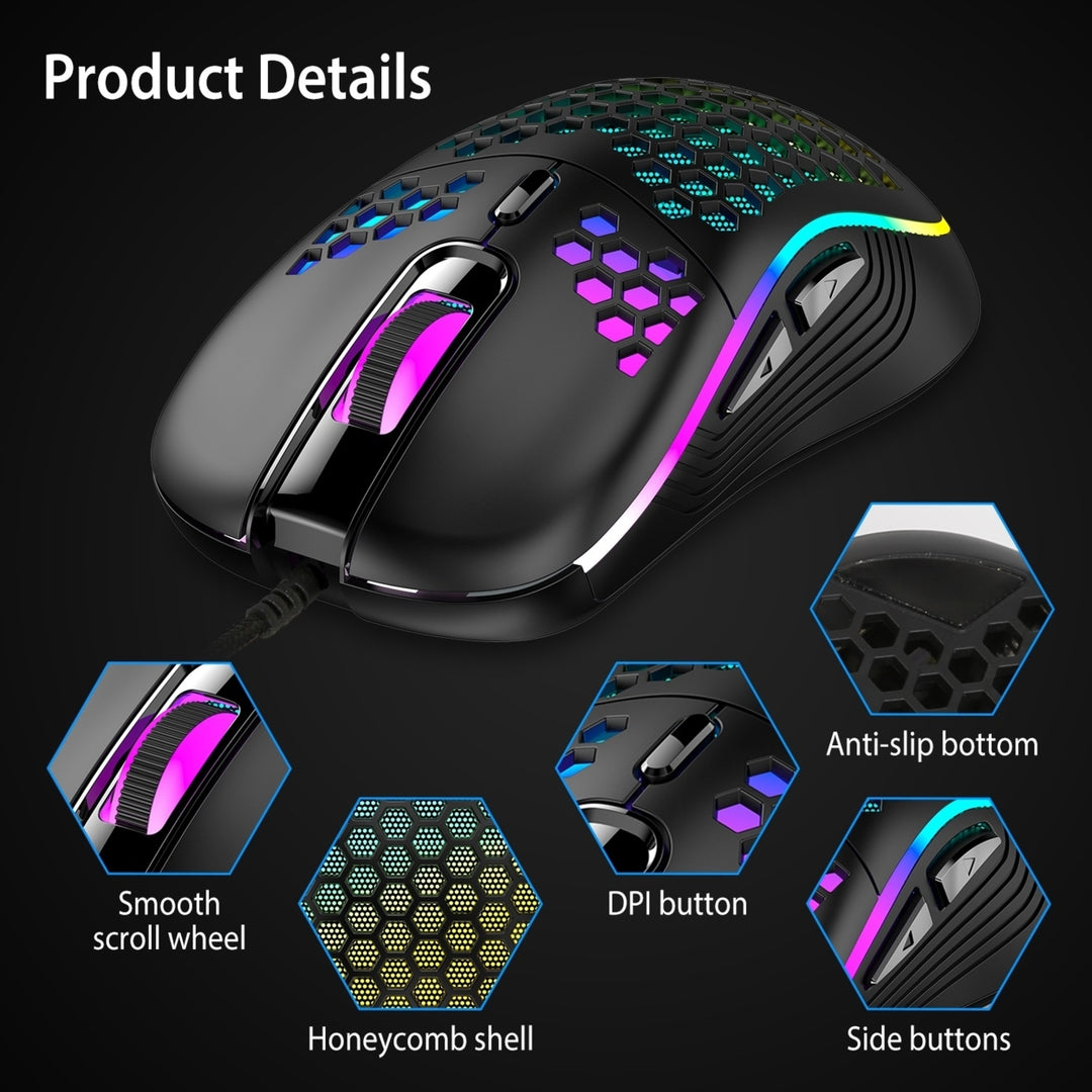 Wired Gaming Mouse 7200 DPI Laptop Optical Mouse Honeycomb Lightweight Mouse with 4 Adjustable DPI Levels 7 Changeable Image 4