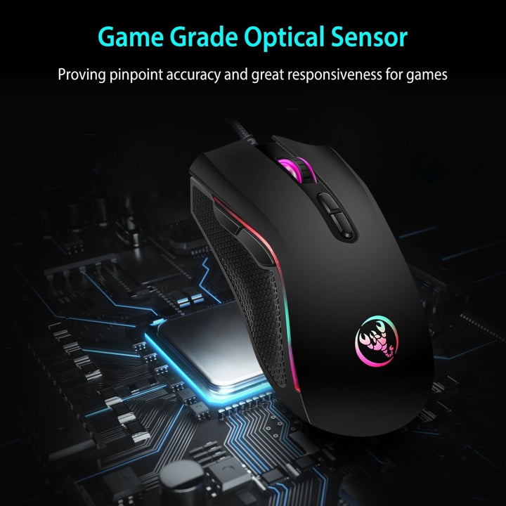 Wired Gaming Mouse 7 Keys Ergonomic Optical Mouse with 7 Changeable Colors 4 Adjustable DPI Levels up to 3200 for Image 3