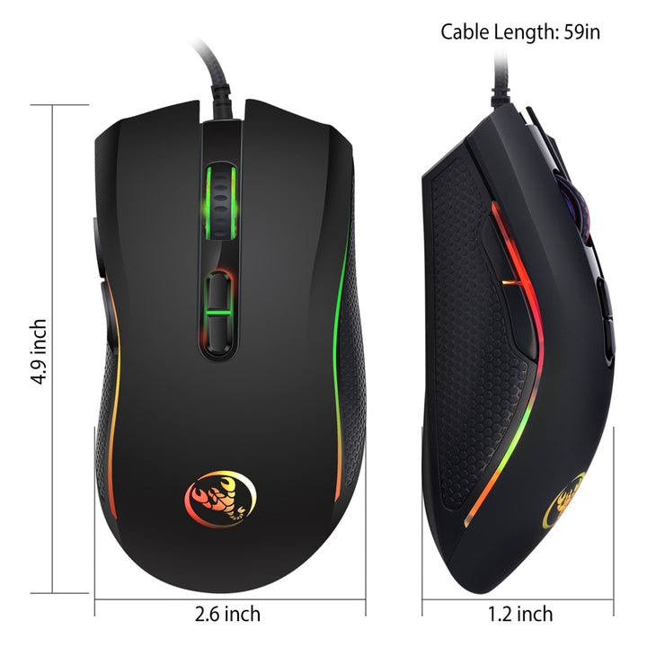 Wired Gaming Mouse 7 Keys Ergonomic Optical Mouse with 7 Changeable Colors 4 Adjustable DPI Levels up to 3200 for Image 6